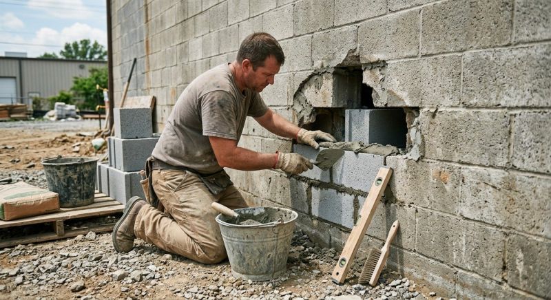 Cinder Block Wall Repair in Branford, CT