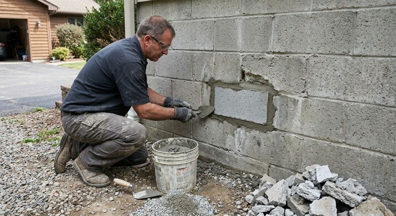 Cinder Block Wall Repair in Brookfield, CT