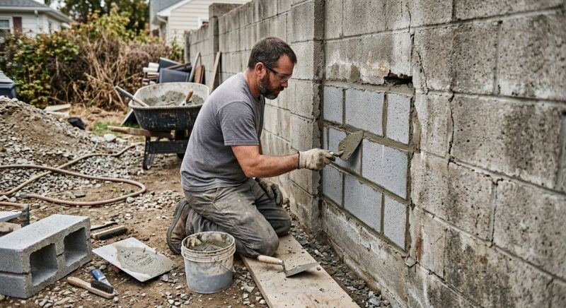 Cinder Block Wall Repair in Clinton, CT