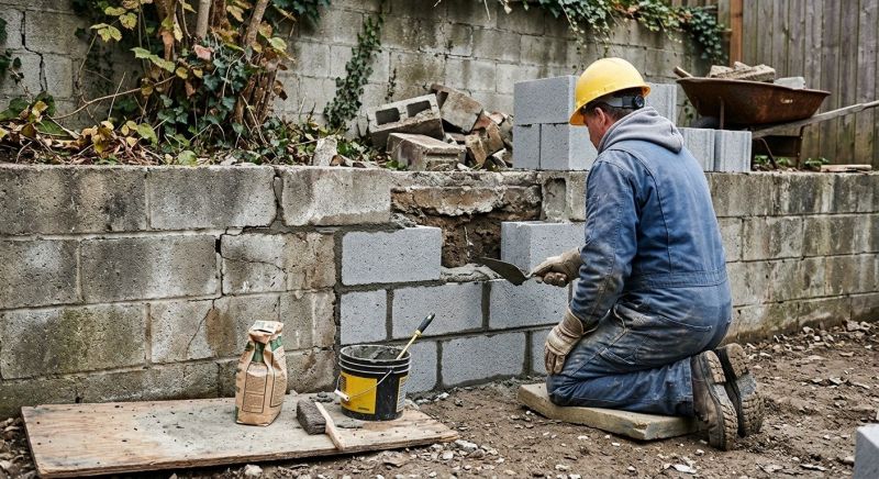 Cinder Block Wall Repair in Durham, CT