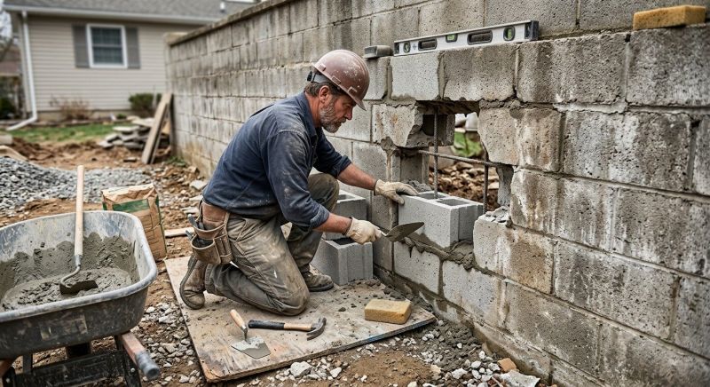 Cinder Block Wall Repair in Guilford, CT