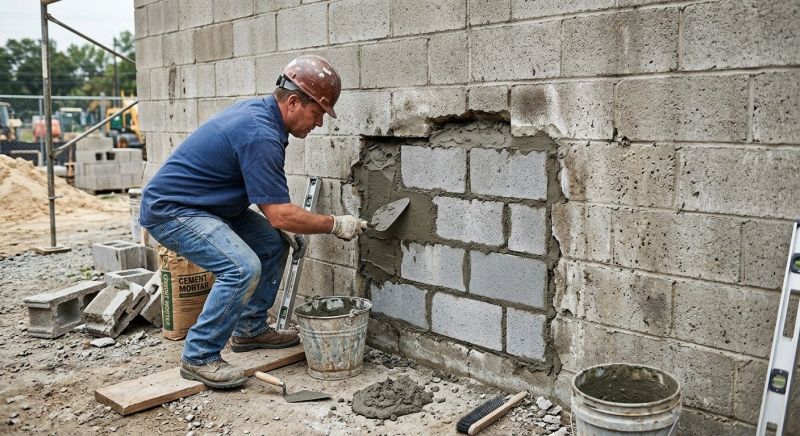 Cinder Block Wall Repair in Hamden, CT