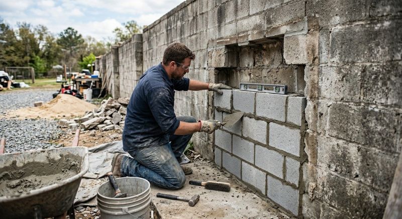 Cinder Block Wall Repair in Northfield, CT
