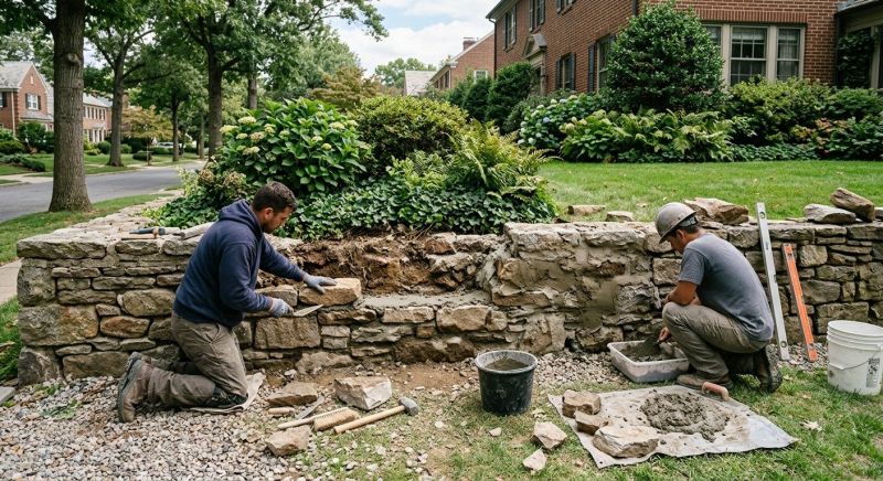 Stone Wall Repair in Milford, CT